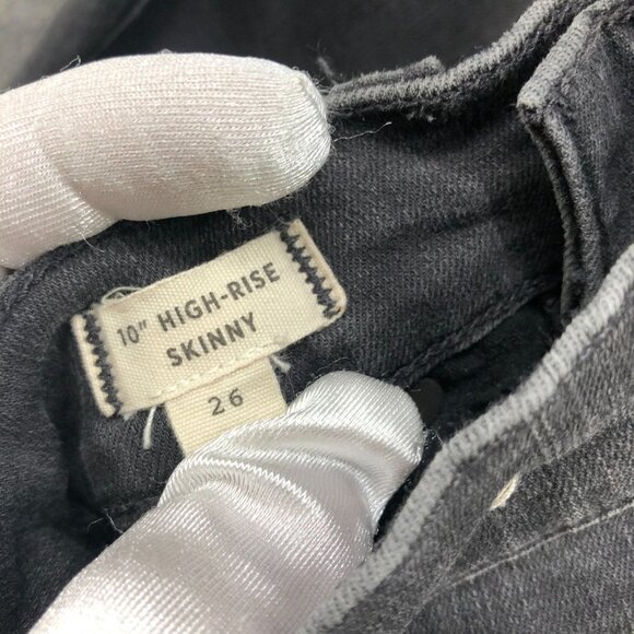 Madewell 10" High-Rise Skinny Jeans Women 26 BLK Raw Hem Button-Fly Cotton Blend - Picture 4 of 11